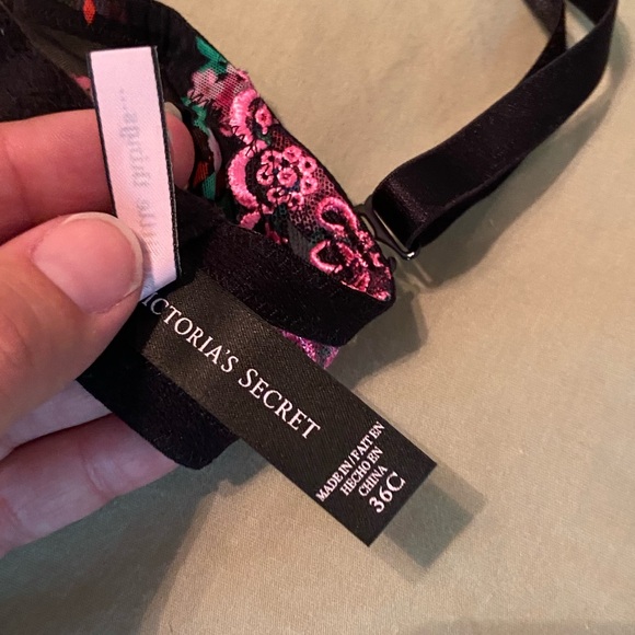 Victoria's Secret Black and Pink Floral Sexy Little Things 36C - Picture 4 of 5